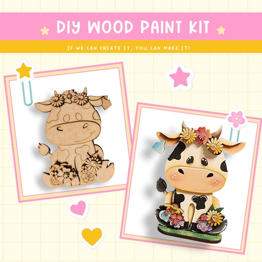 a picture of a cow with a flower in its hair