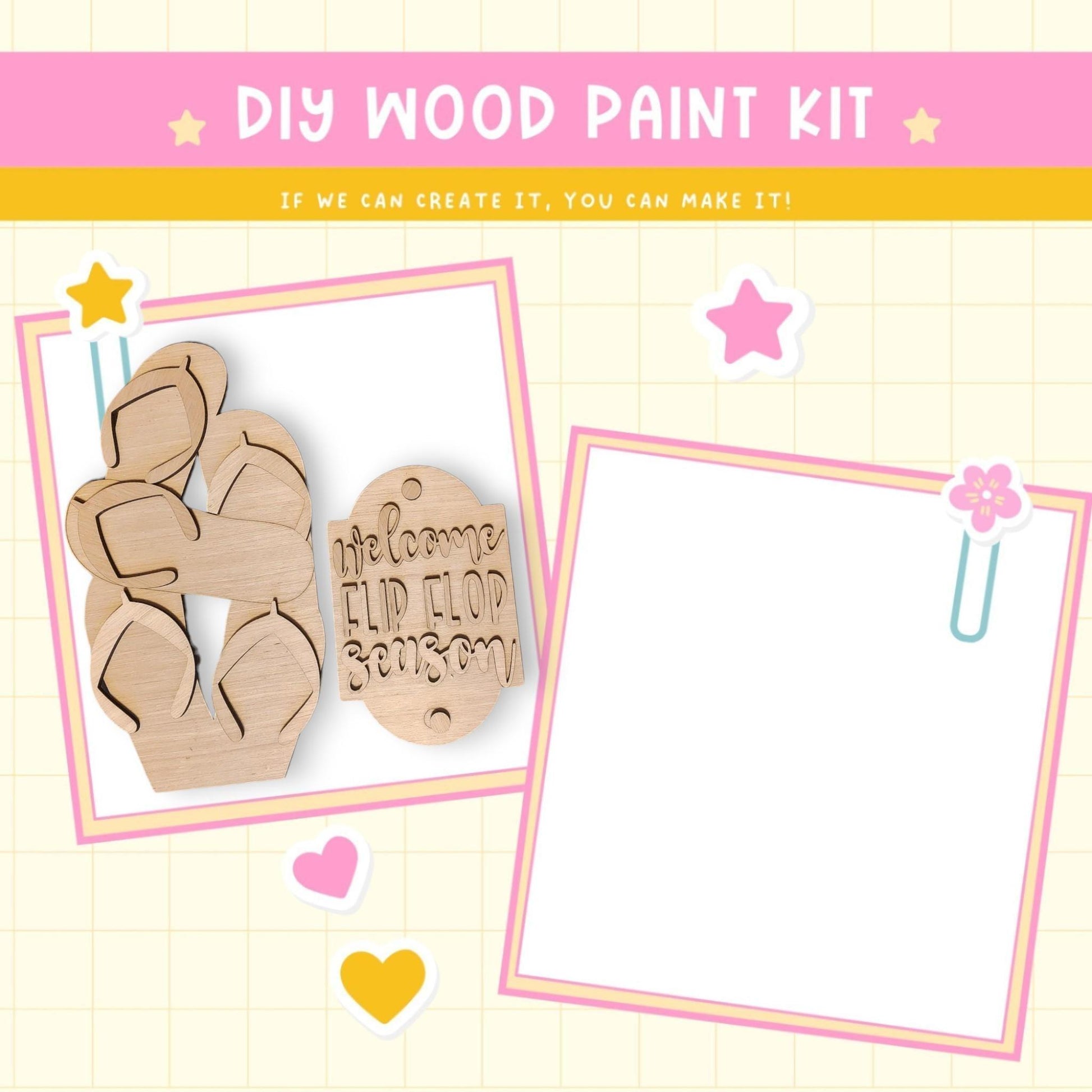 a wooden craft kit with a picture and a picture frame