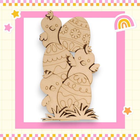 a wooden cutout of two bears hugging each other