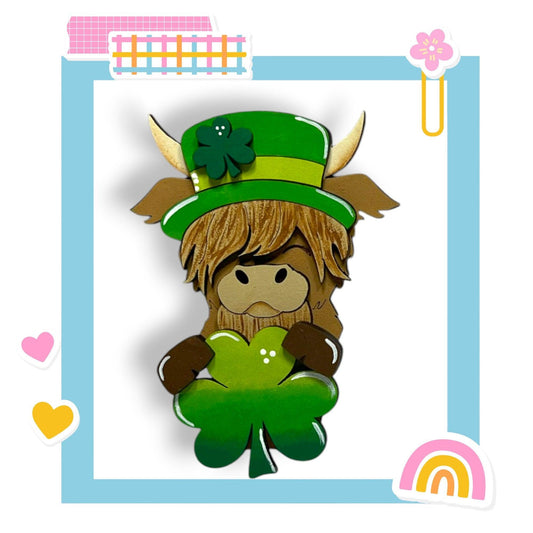 a st patrick's day card with a cartoon character holding a shamrock