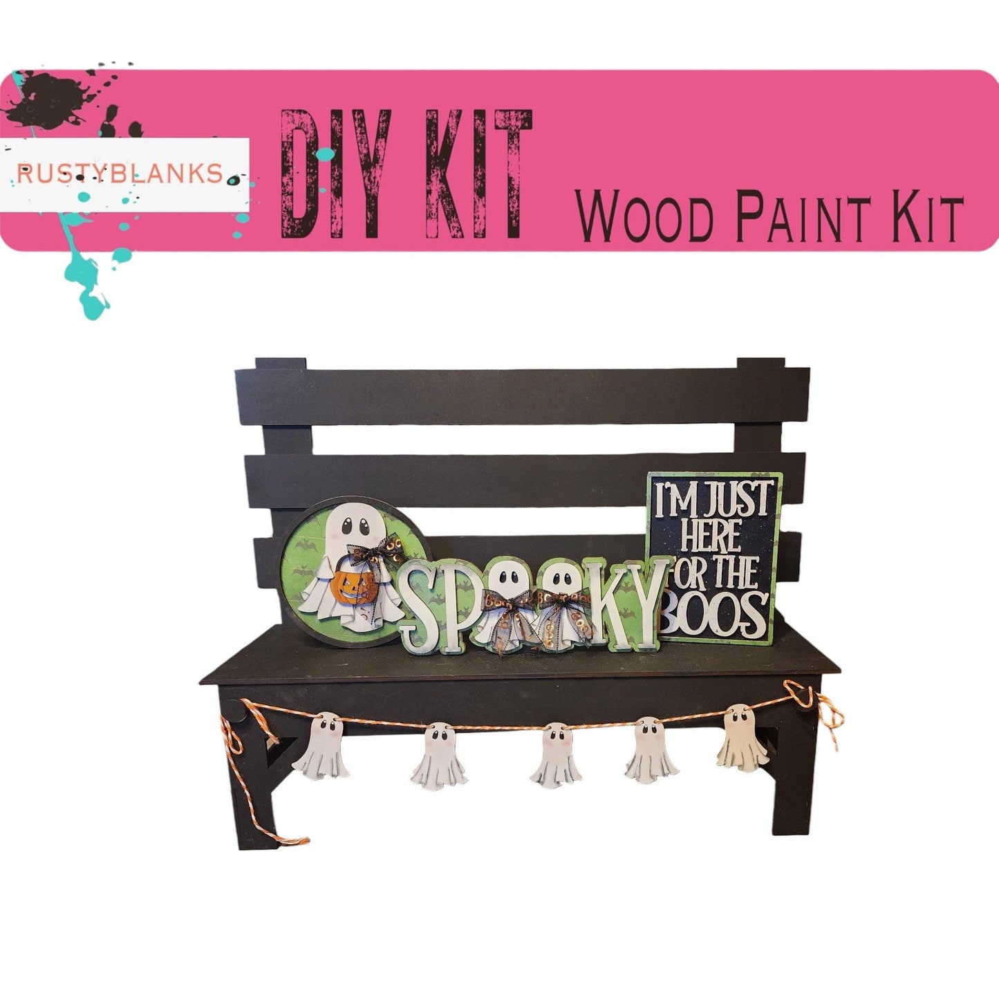 a wooden bench with a sign that says diy kit