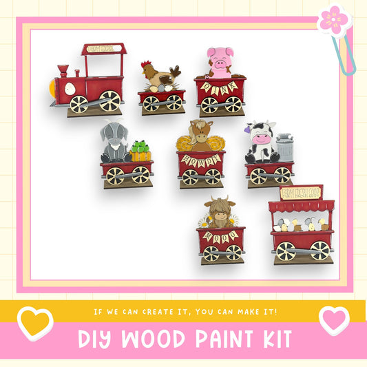 a group of wooden toys sitting on top of a table