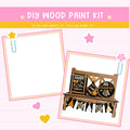 a card with a picture of a wooden bench