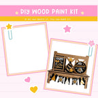 a card with a picture of a wooden bench