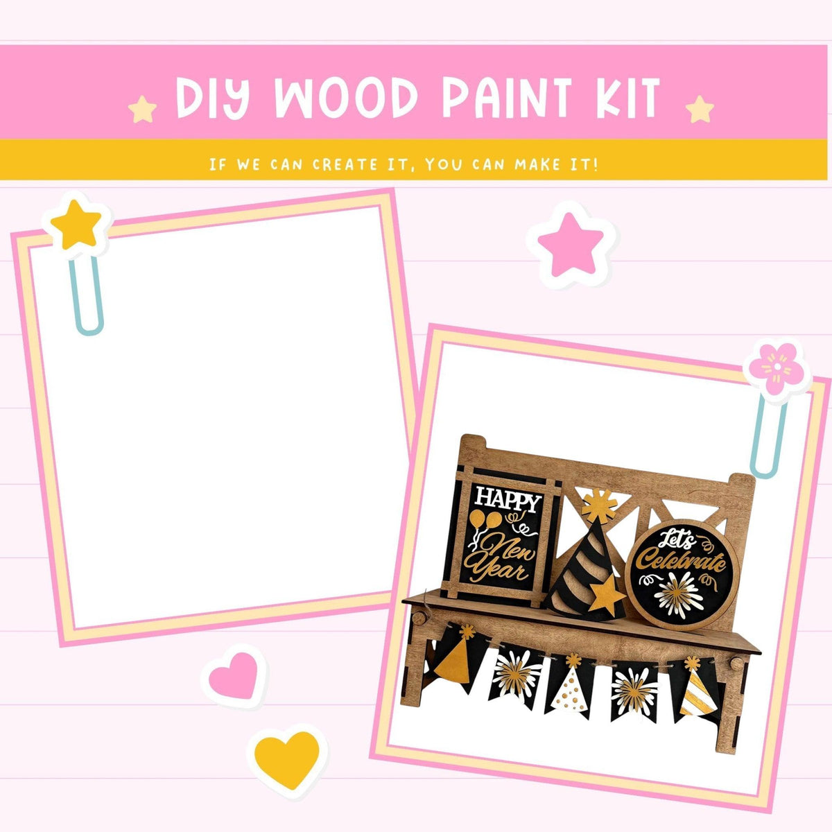 a card with a picture of a wooden bench