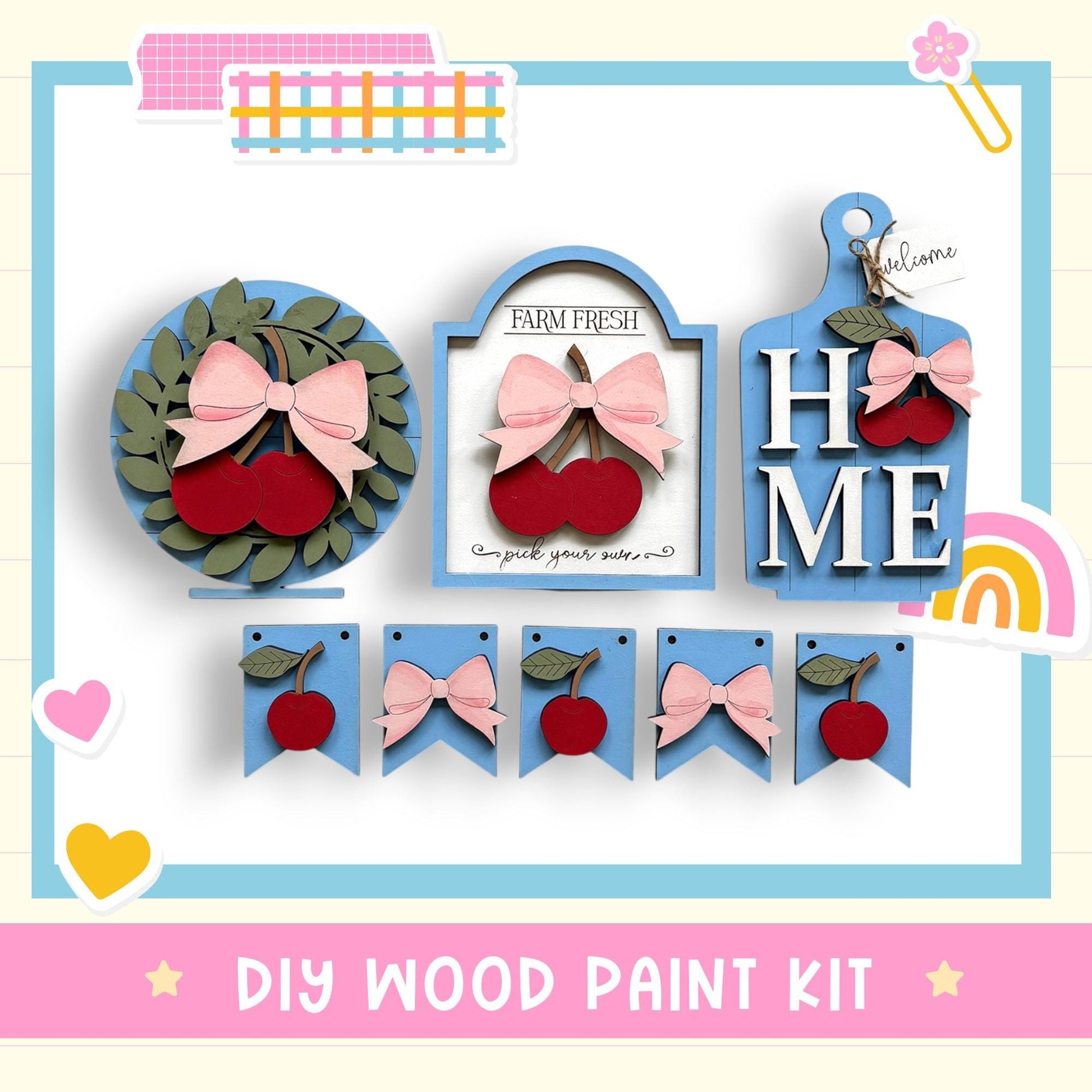 a paper craft kit with a picture of apples