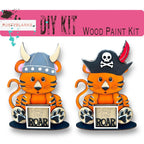 a pair of paper cut outs of a cat and a pirate