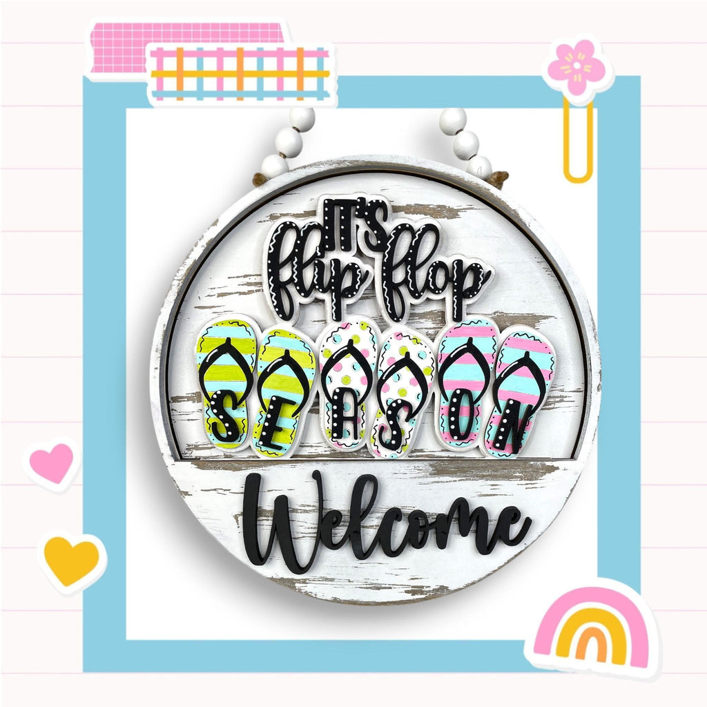 a sign that says flip flop flop welcome