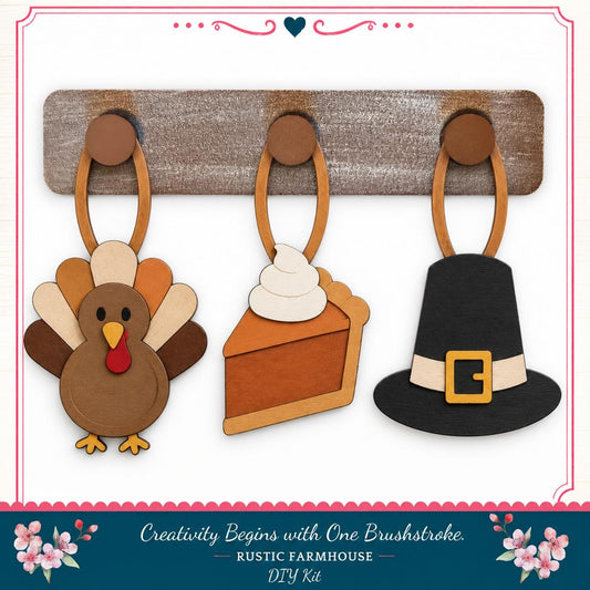 Thanksgiving Pegboard Inserts Turkey Pie Pilgrim Hat Interchangeable DIY Craft Kit product image 1 from The Rustic Farmhouse