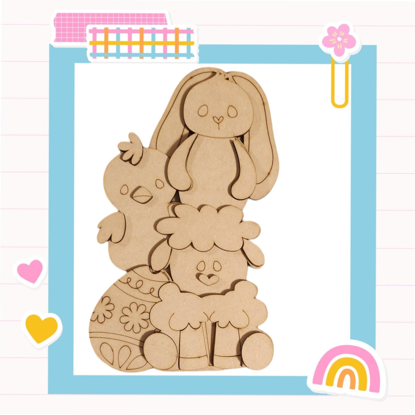 a wooden cutout of a family of bears