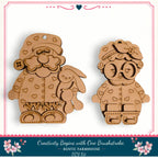 two wooden ornaments, one of a Santa Claus figure and the other of a little girl, both adorned with hearts. The text below the image reads "Creativity Begins with One Brushstroke. Rustic Farmhouse DIY Kit" and "DIY Kit".