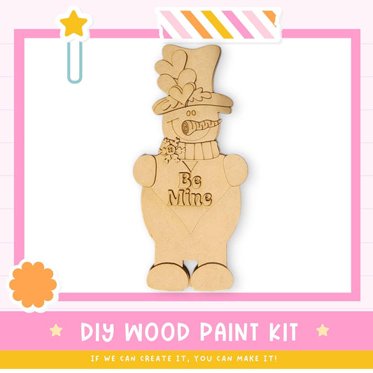 a DIY wood paint kit for creating a wooden snowman.