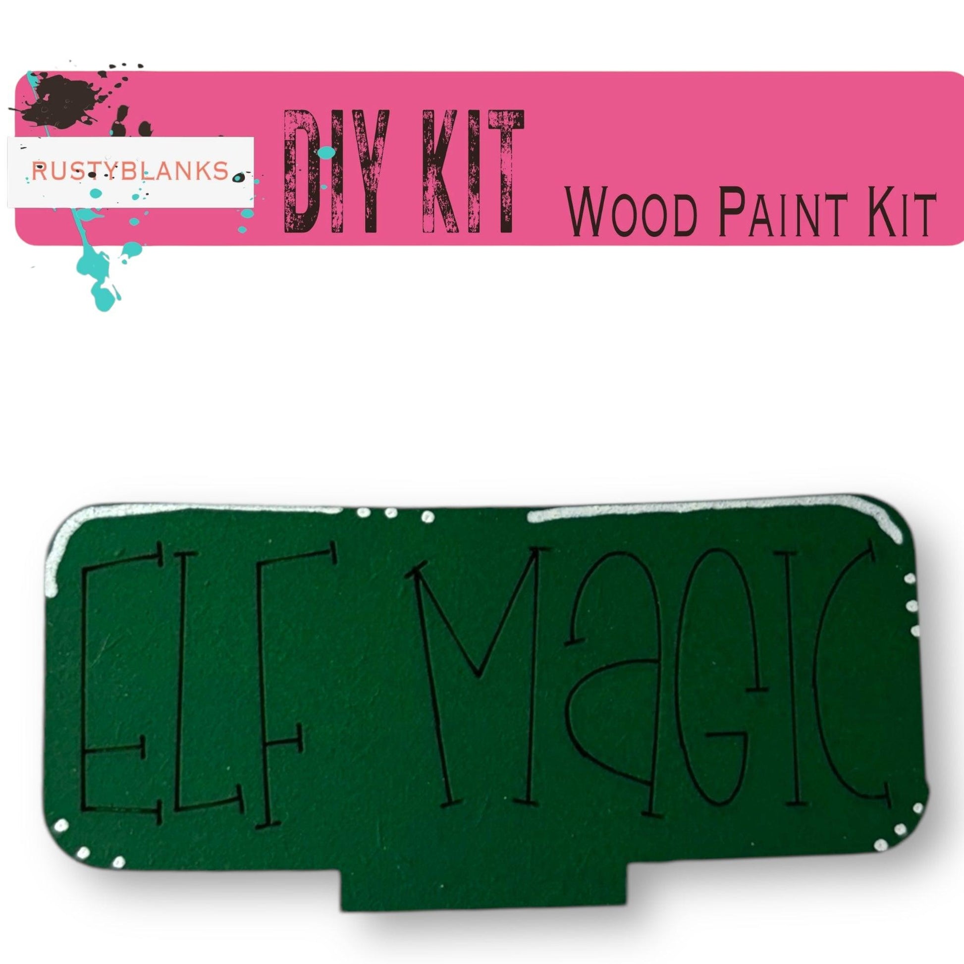 a wooden paint kit with the words diy kit on it