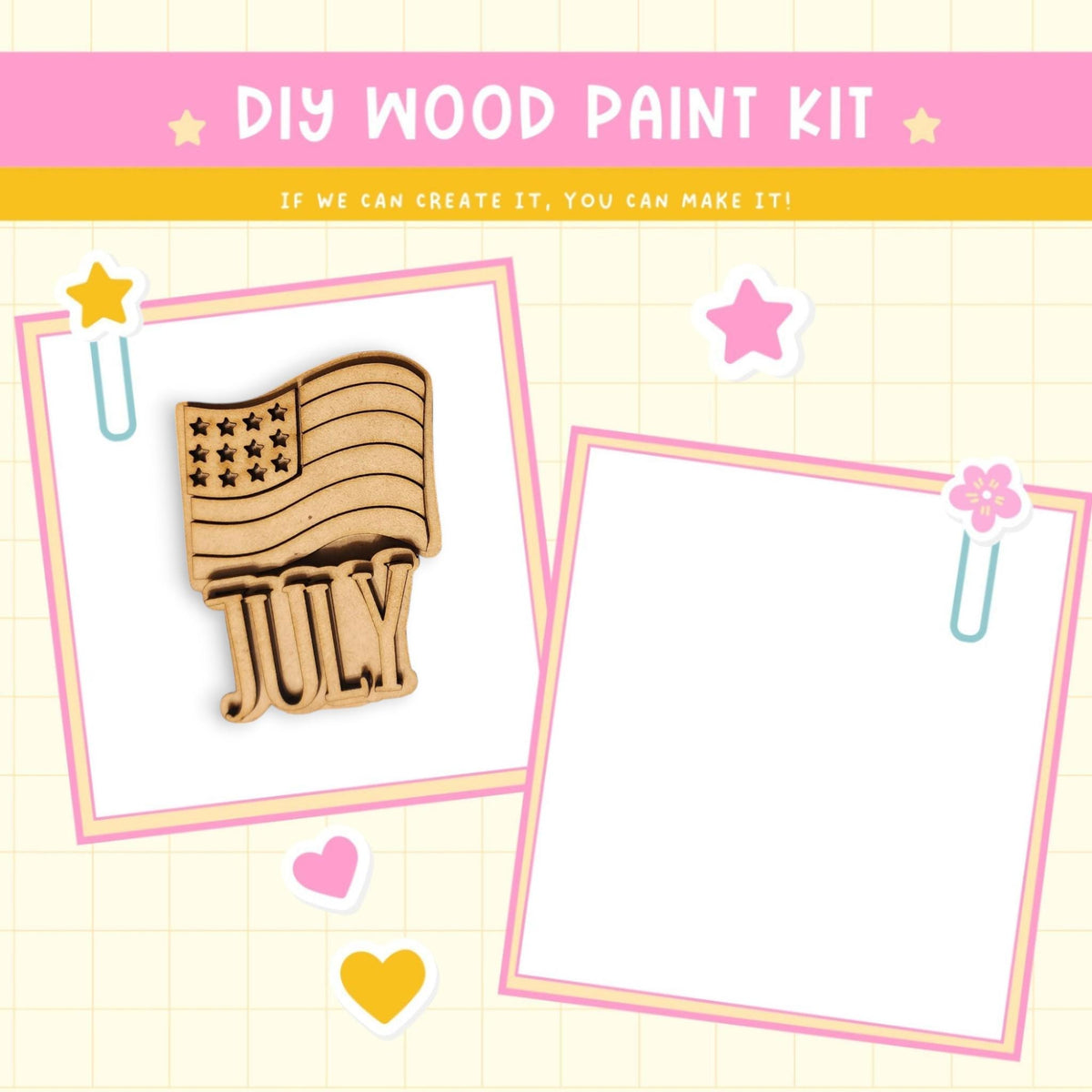 a wooden craft kit with a picture of an american flag