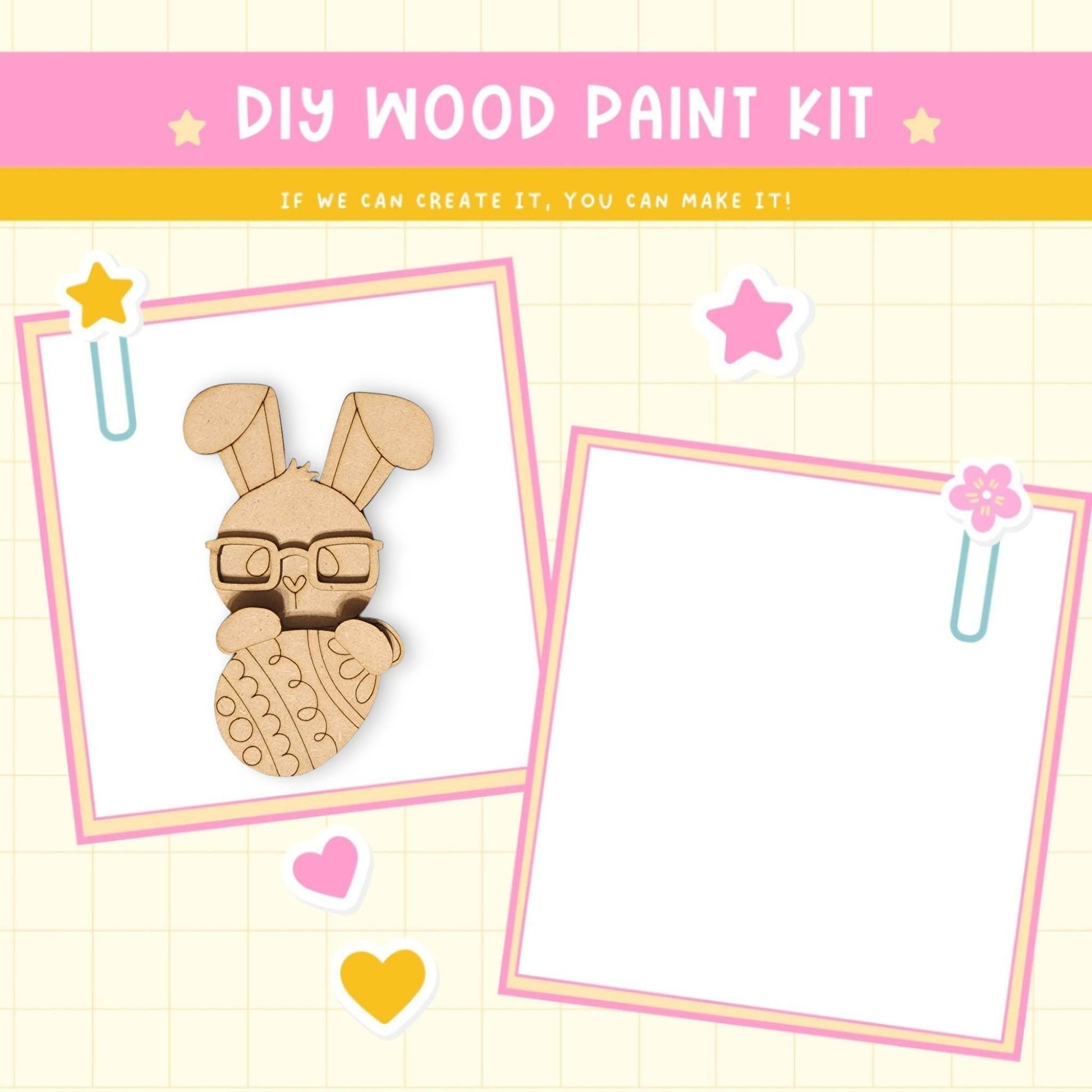 a wooden craft kit with a picture of a bunny