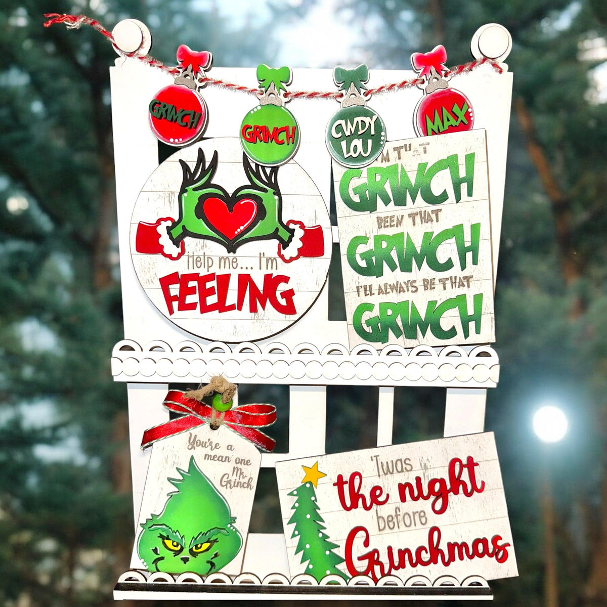 Christmas GrinchmasTiered Tray Set RusticFarmhouseDecor