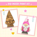 a wooden craft kit of a gnome and a gnome