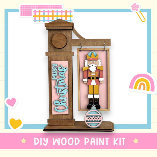 a wooden painting kit with a nutcracker figure