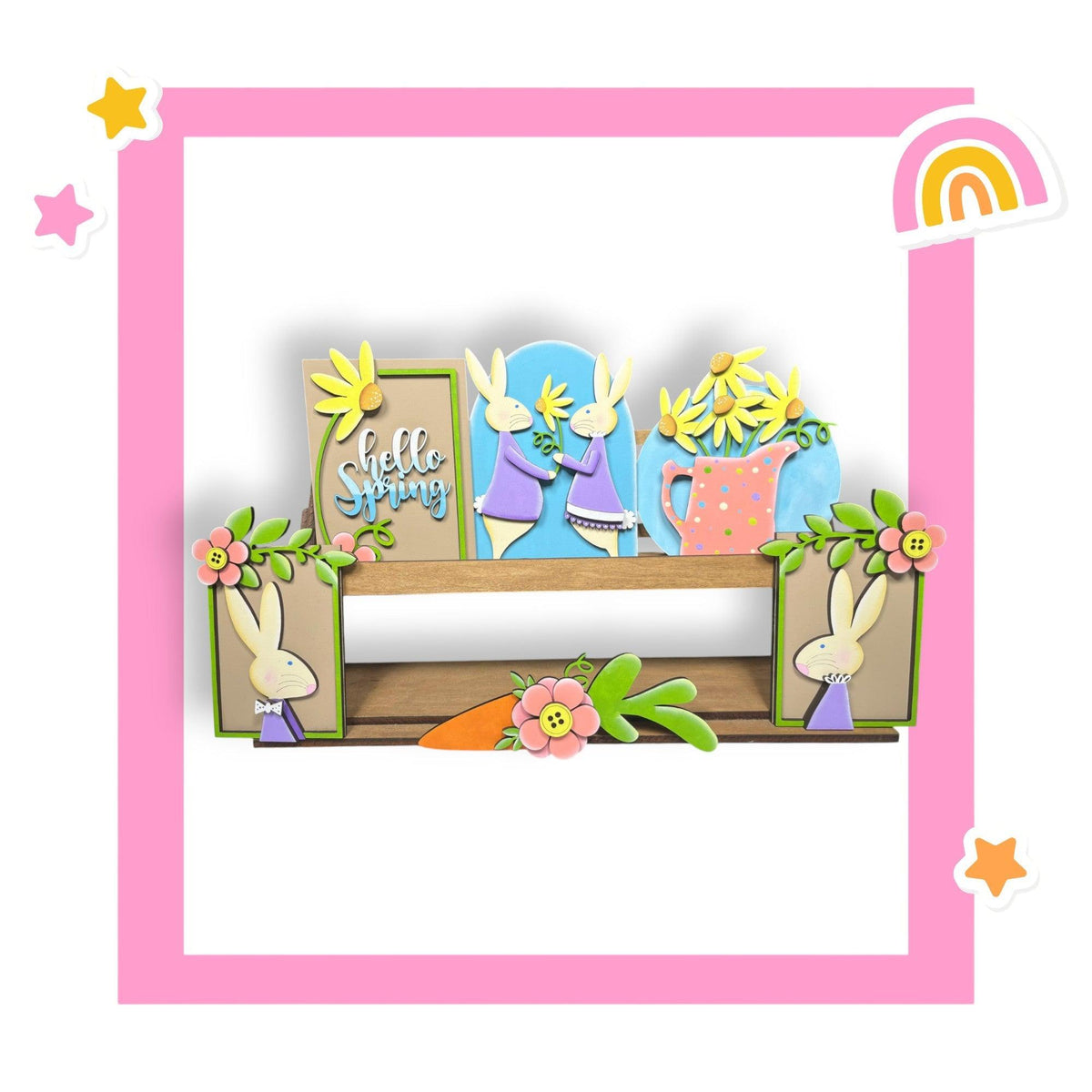 a picture of a shelf with some pictures on it