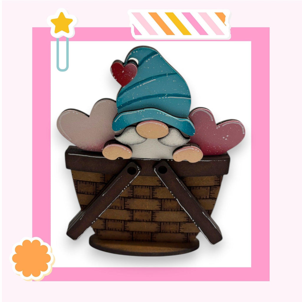 a picture of a gnome in a basket