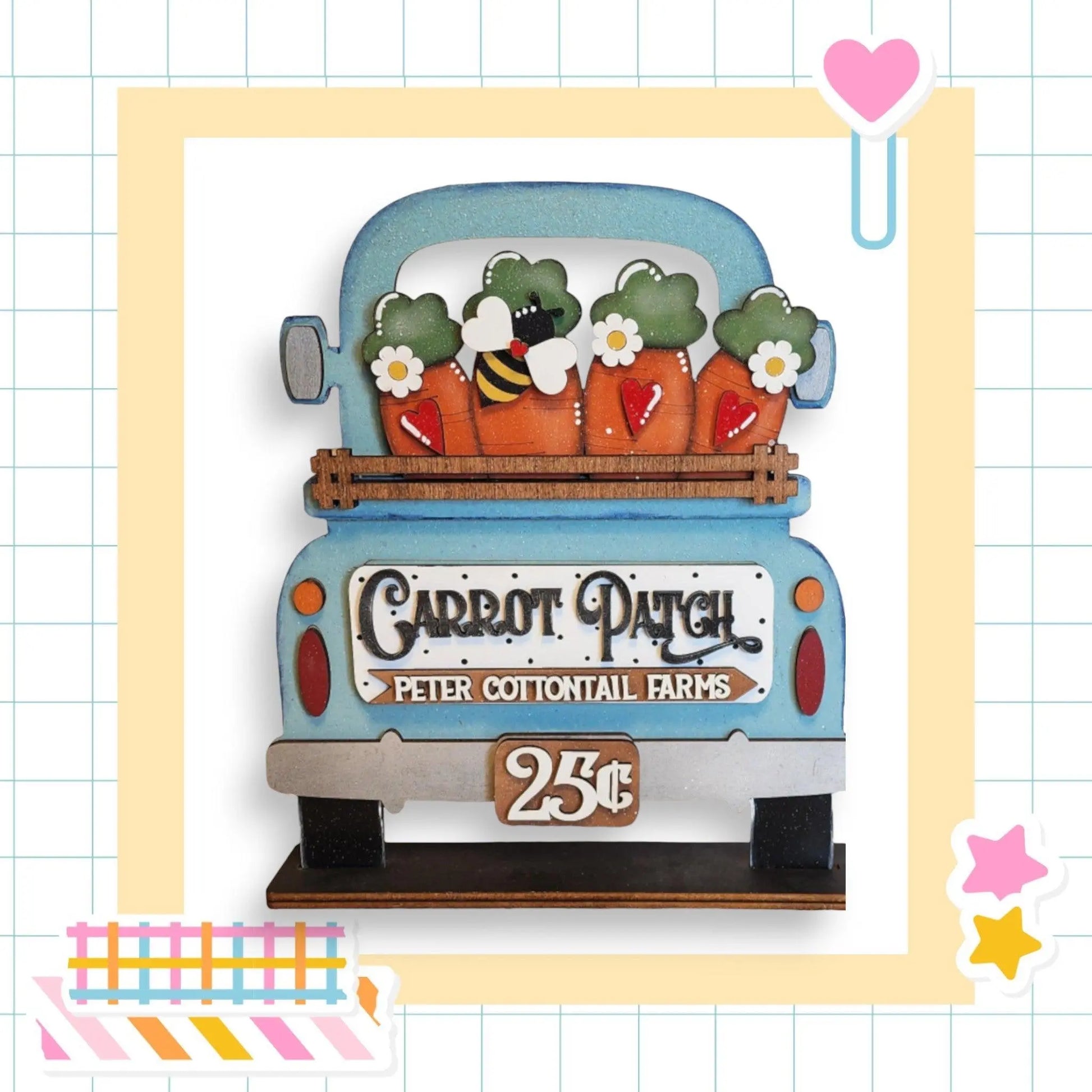 a picture of a truck with carrots in the back
