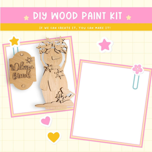 a wooden craft kit with a picture of a cat