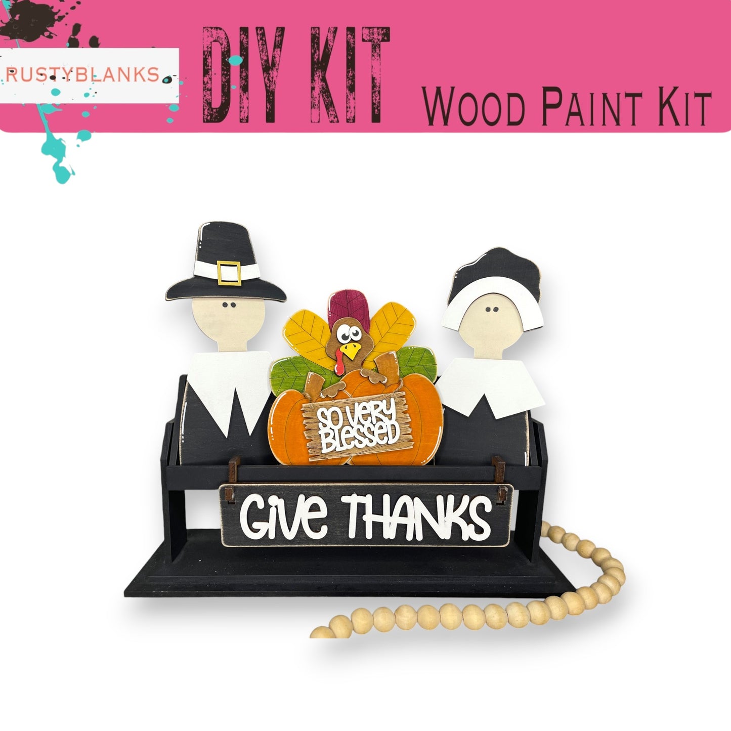 a diy kit for a wood carving of a thanksgiving scene