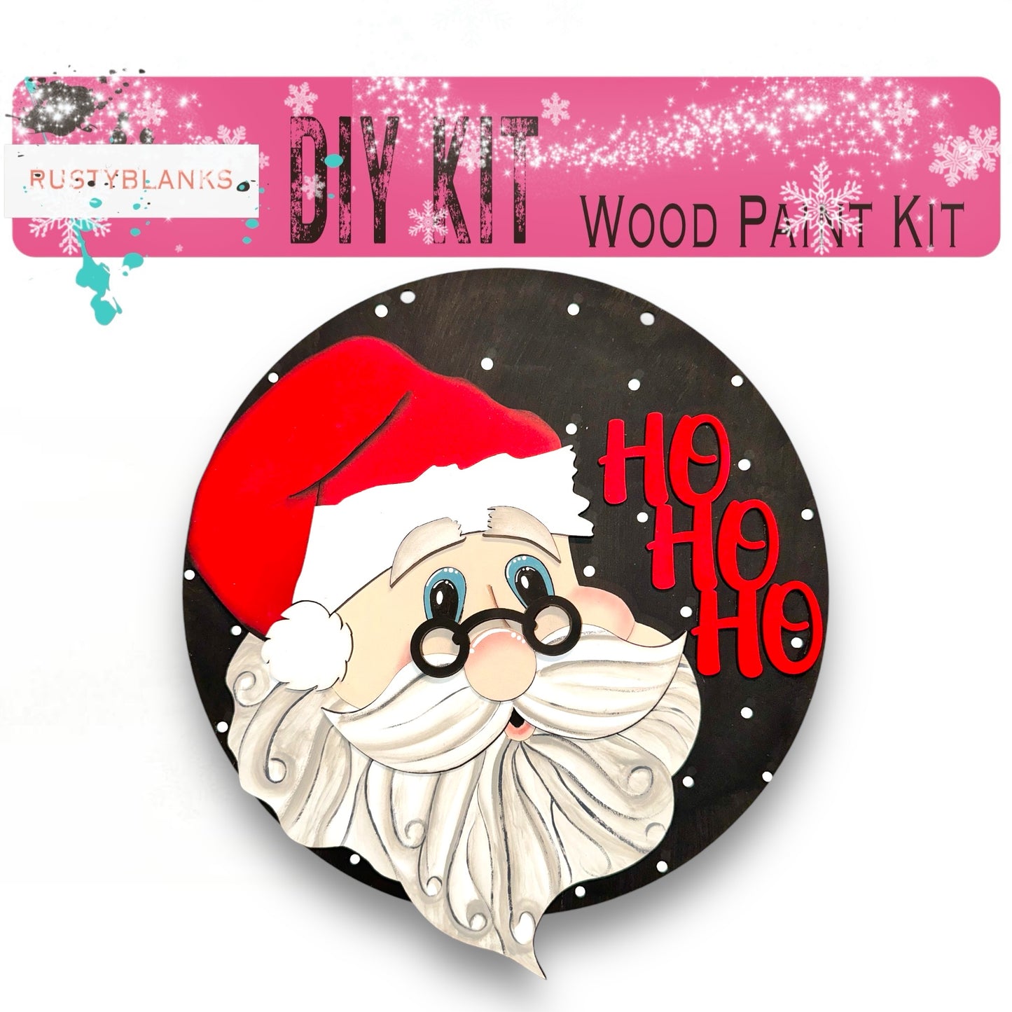 a button with a santa clause on it