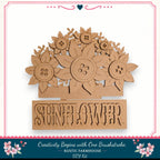 a wooden craft kit labeled "Sunflower" that includes a "One Brushstroke" tool, which is described as a "RUSTIC FARMHOUSE DIY KIT".