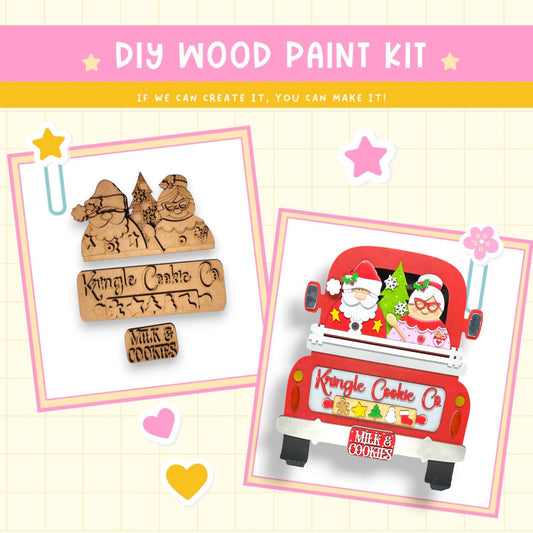 a couple of wooden magnets sitting on top of a table