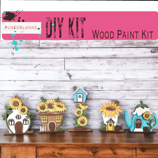 a wooden table with sunflowers painted on it