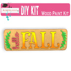 a wooden sign with the word fall painted on it