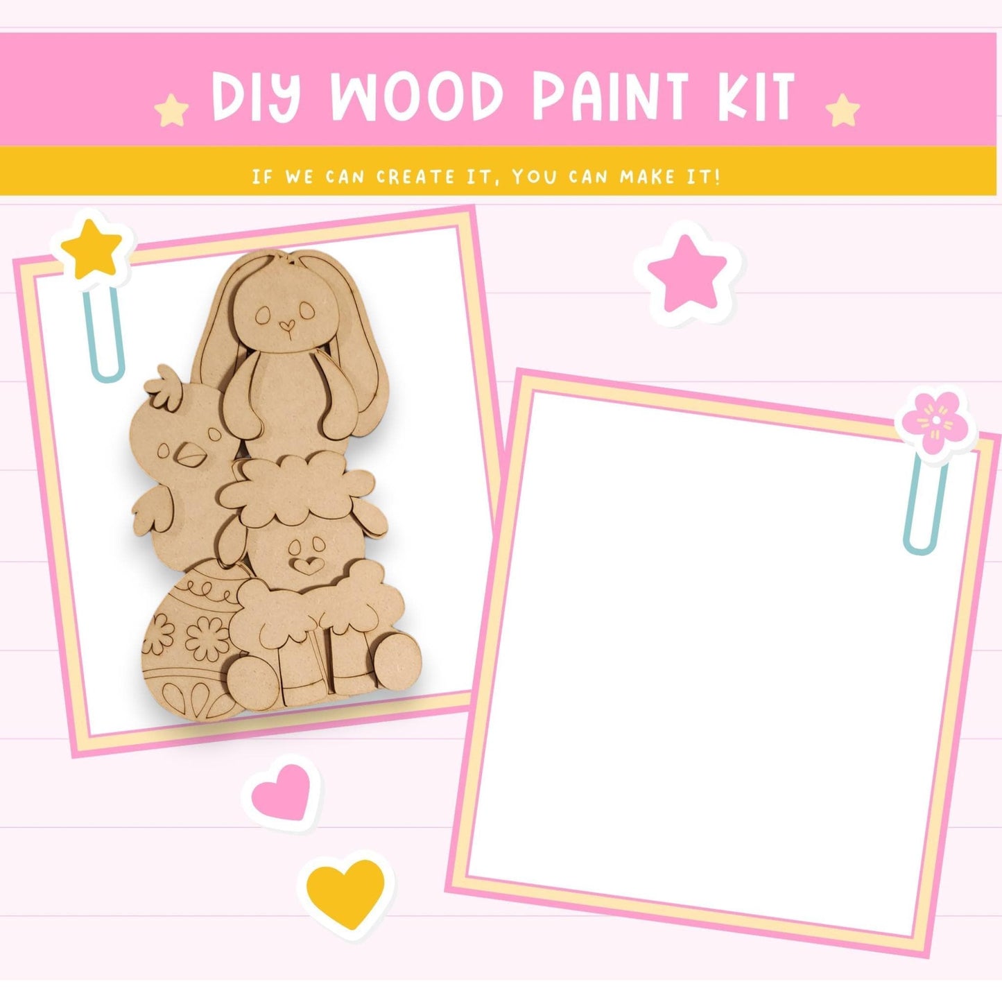 a wooden craft kit with a picture of a baby elephant