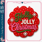 The image is a collage of various Christmas-themed images, including a large red and white ornament with the text "Holly Jolly Christmas" and snowflakes.