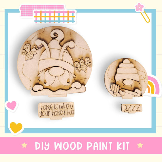 a couple of wooden pieces of art on a table