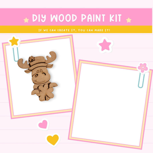 a wooden craft kit with a picture of a moose