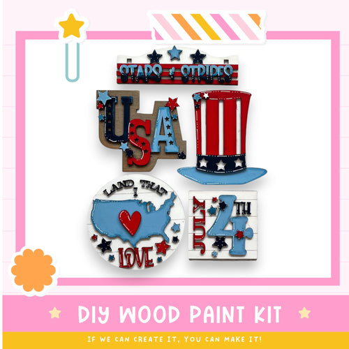 a picture of a usa themed wooden paint kit