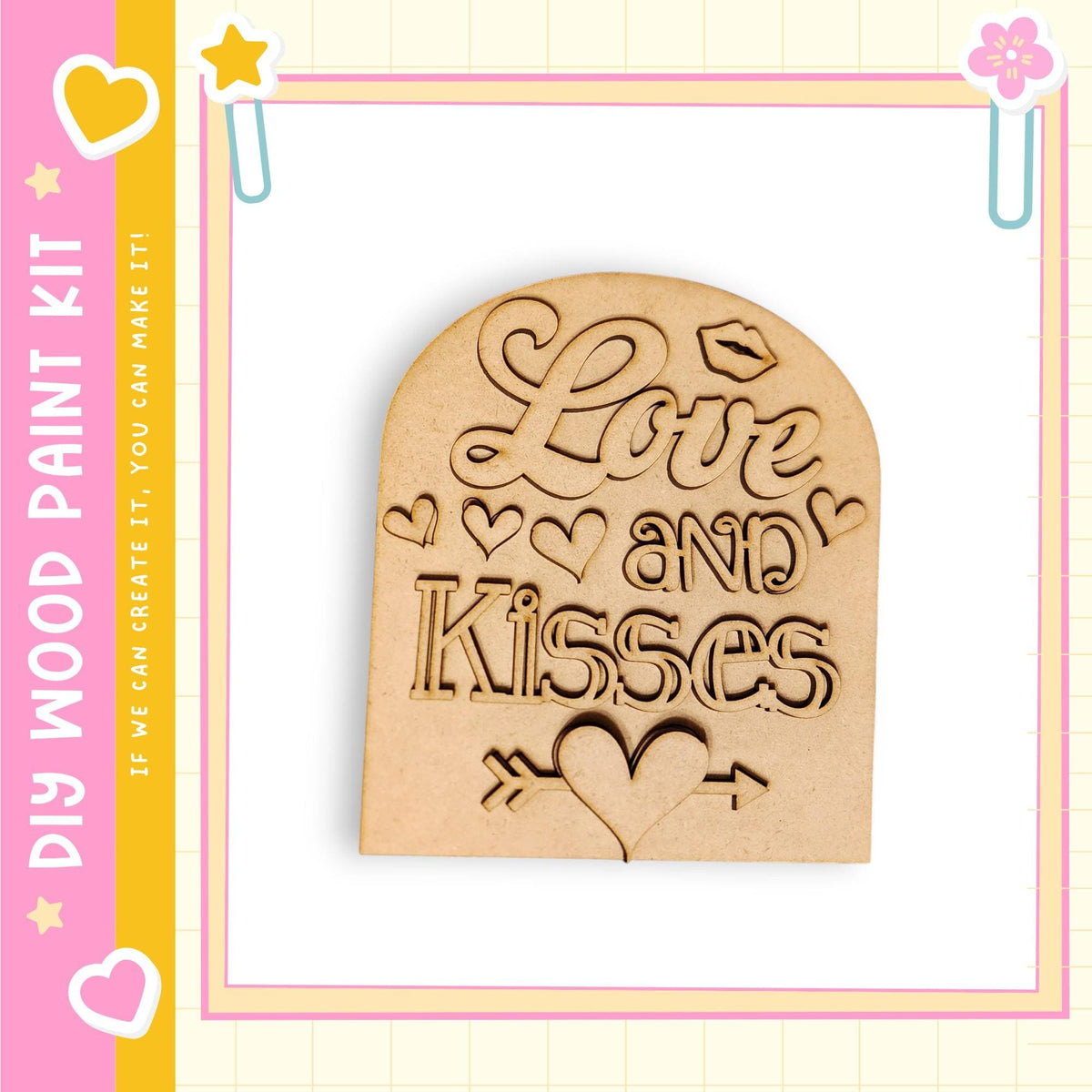 Valentine Insert for the Interchangeable Scalloped Sign Holder | Small Arch Boho Frame | DIY Wood Paint Kit product image 1 from The Rustic Farmhouse