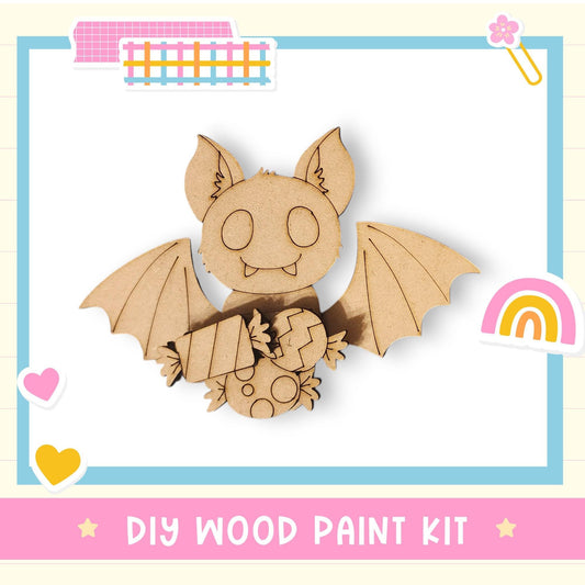 a DIY wood paint kit, including a wooden bat and a wooden toy bat.