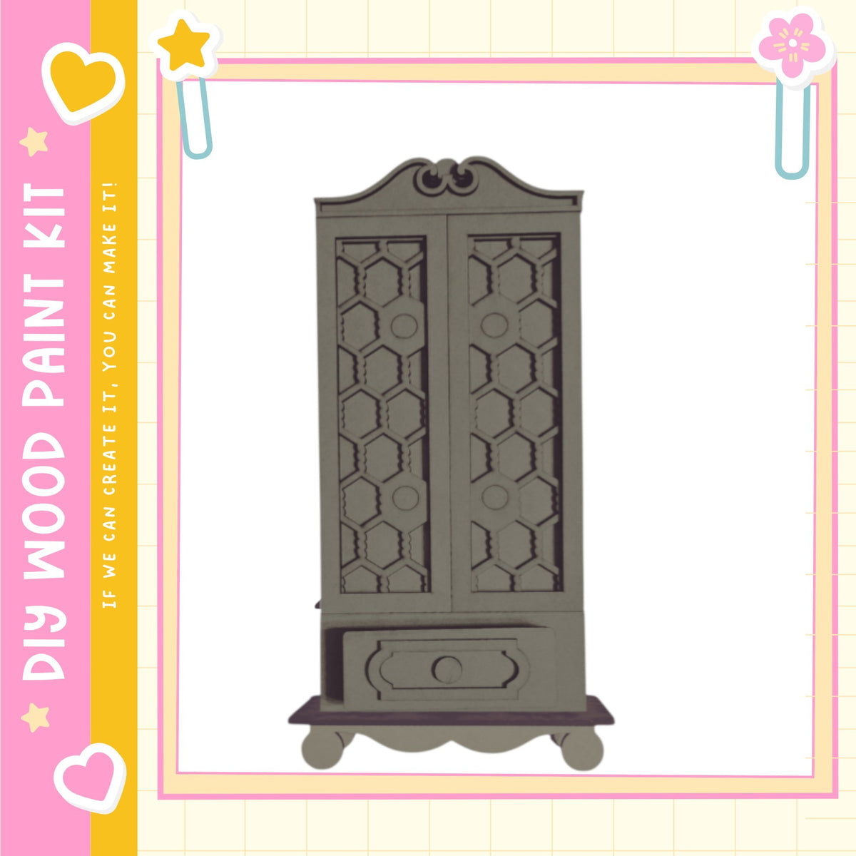 a wooden cabinet with a decorative design on its front.
