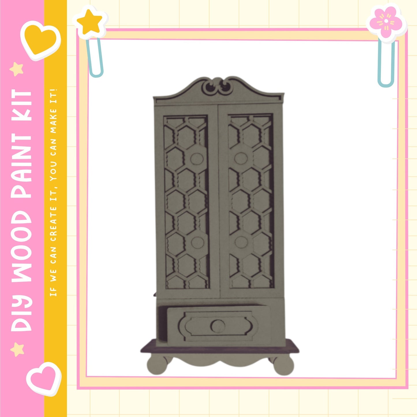 a wooden cabinet with a decorative design on its front.