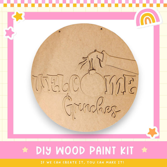 a DIY wood paint kit for creating a welcome sign.