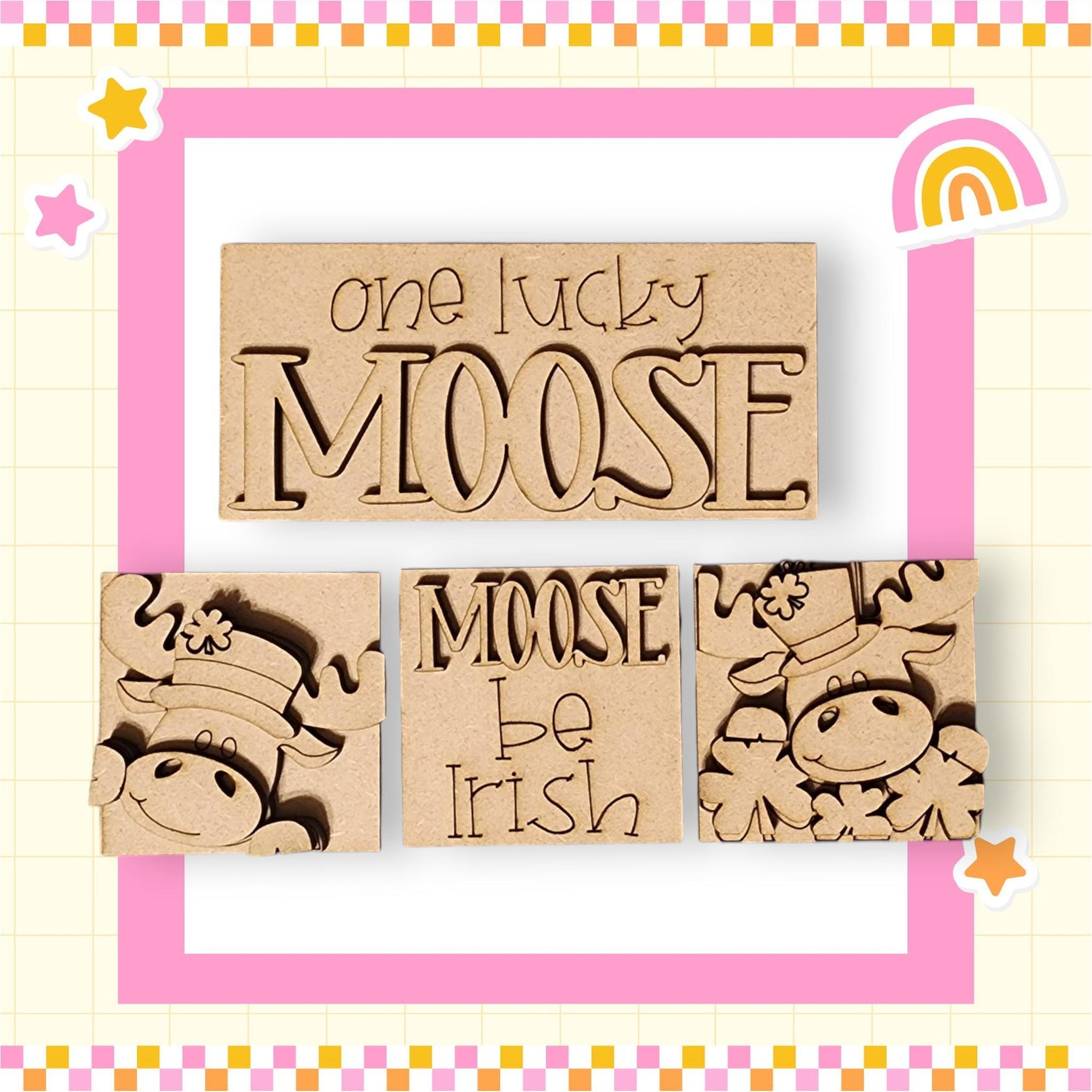 a set of three wooden stamps with words on them