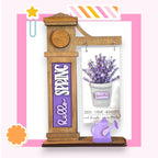 a picture frame with a picture of a lavender plant