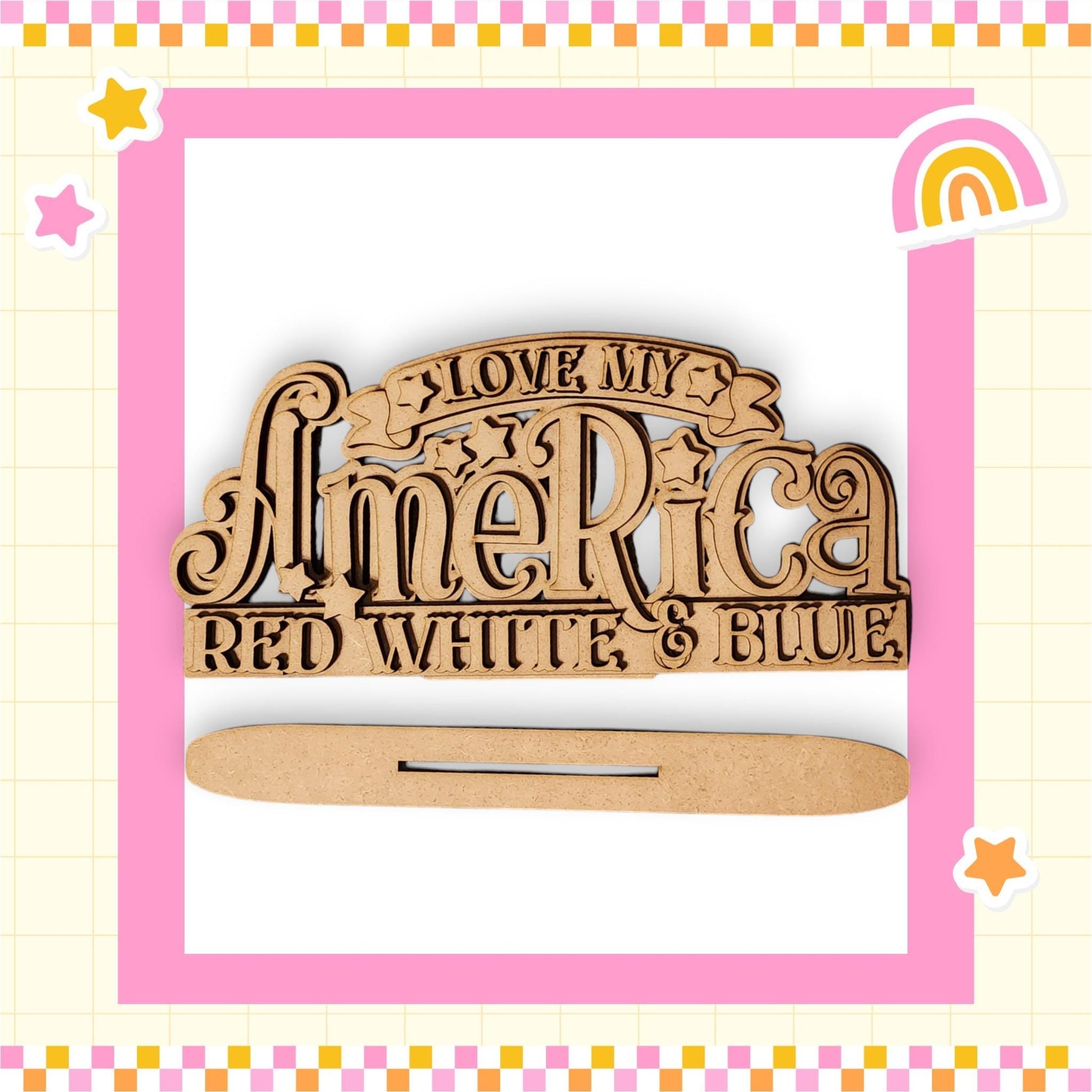 a wooden sign that says love my america red white and blue