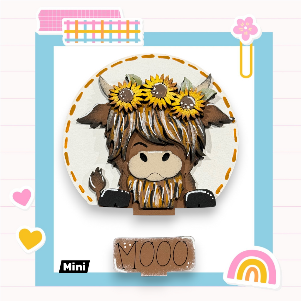 A cartoon cow wearing a crown of sunflowers, with the number "1000" written below it.