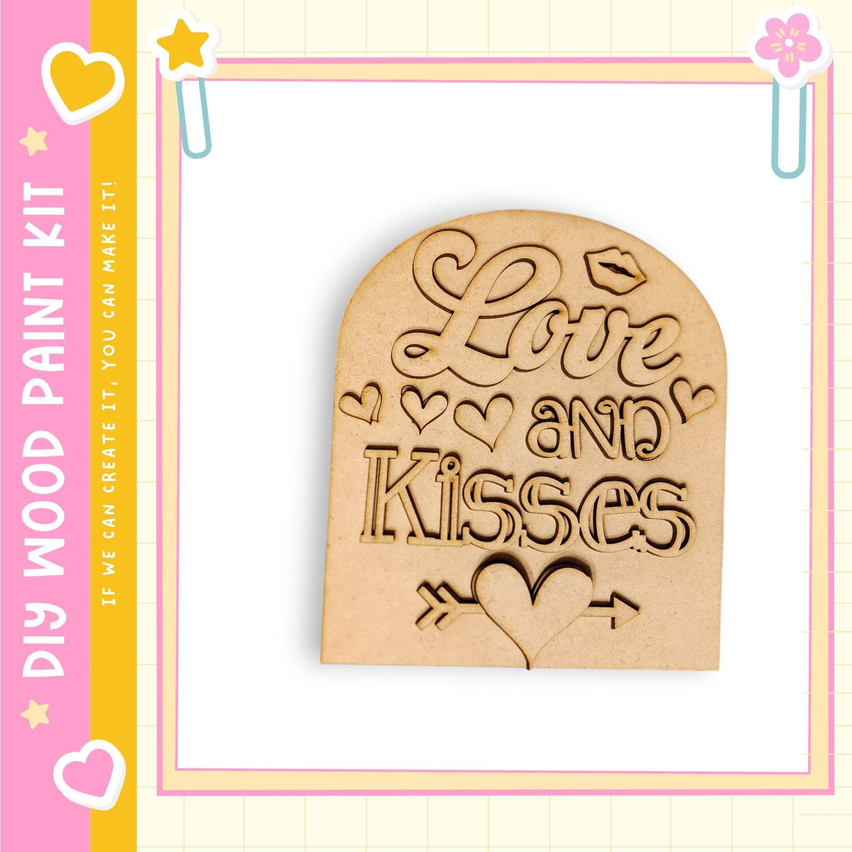 Valentine Insert for the Interchangeable Scalloped Sign Holder | Small Arch Boho Frame | DIY Wood Paint Kit product image 2 from The Rustic Farmhouse