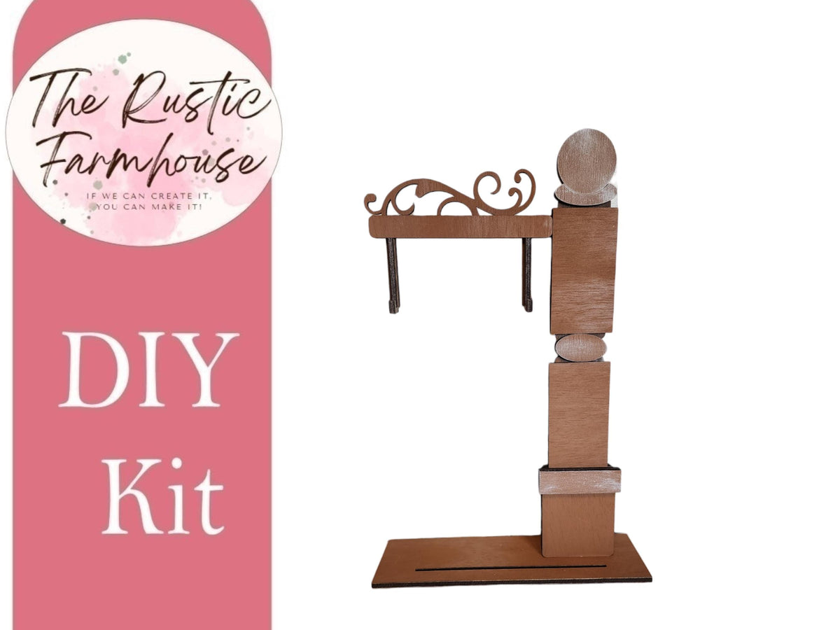 a DIY kit for creating a rustic farmhouse-style wooden structure, with a wooden post and decorative elements.