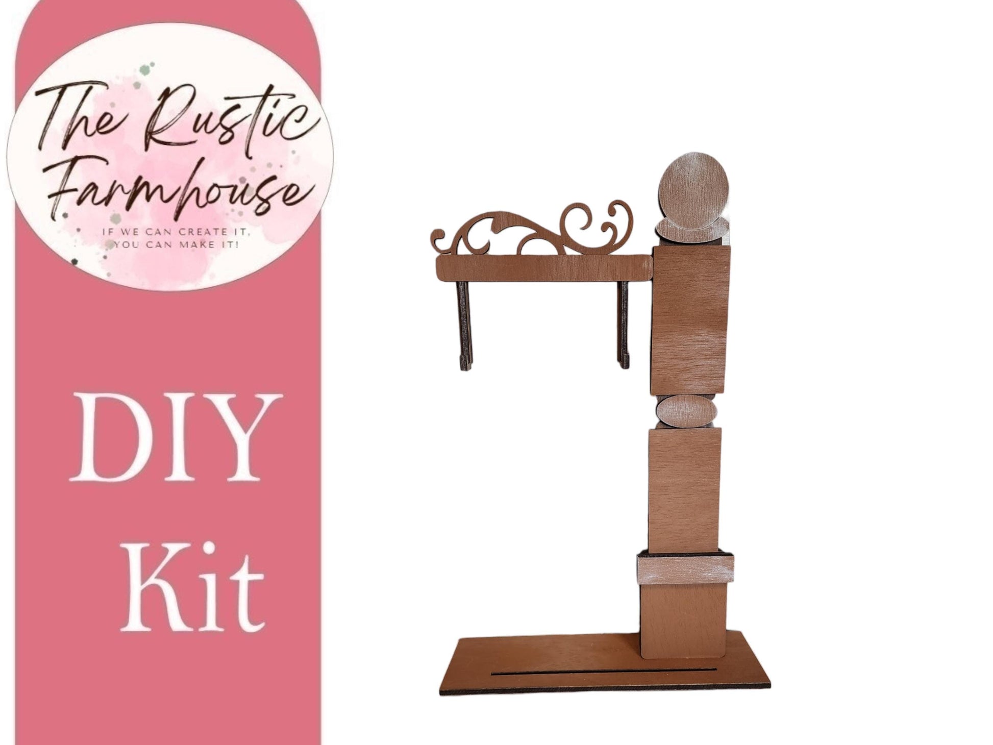 a DIY kit for creating a rustic farmhouse-style wooden structure, with a wooden post and decorative elements.