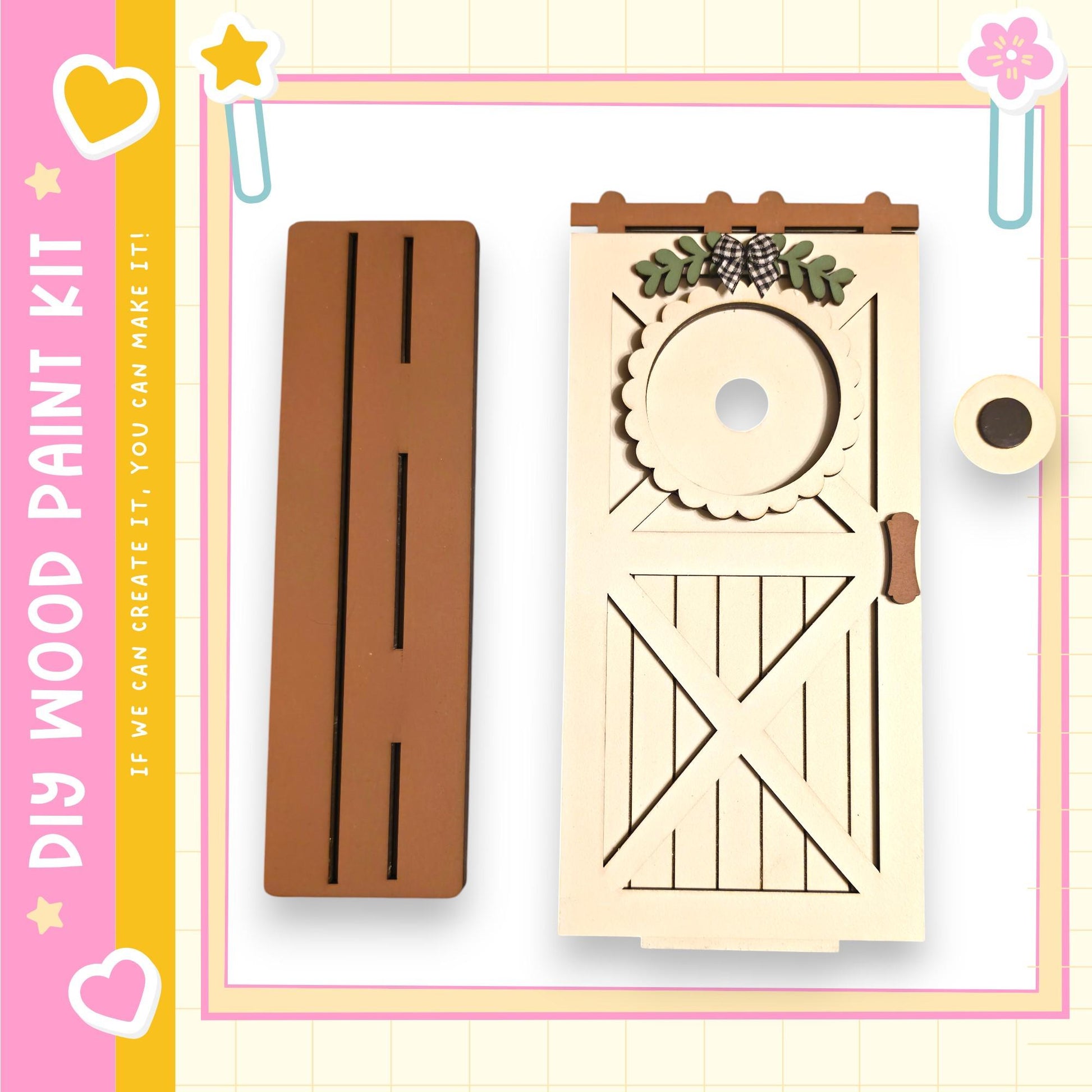 a wooden door with a decorative trim and a wooden board, along with a wooden board and a wooden board.